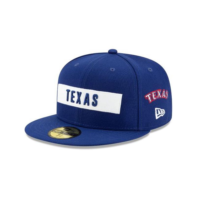 MLB Texas Rangers Boxed Wordmark 59Fifty Fitted (SPM1032) - Blue New Era Caps